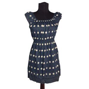 Edme & Esyllte 6 Dress Anthropologie Navy Blue Polka Dot Sleeveless Mini Sheer